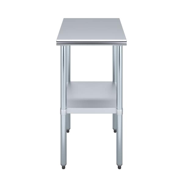 Stainless Steel Metal Table With Undershelf, 18 Long X 24 Deep